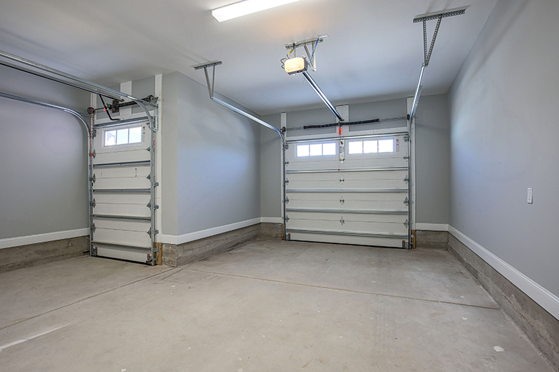 Inside garage with golf cart door