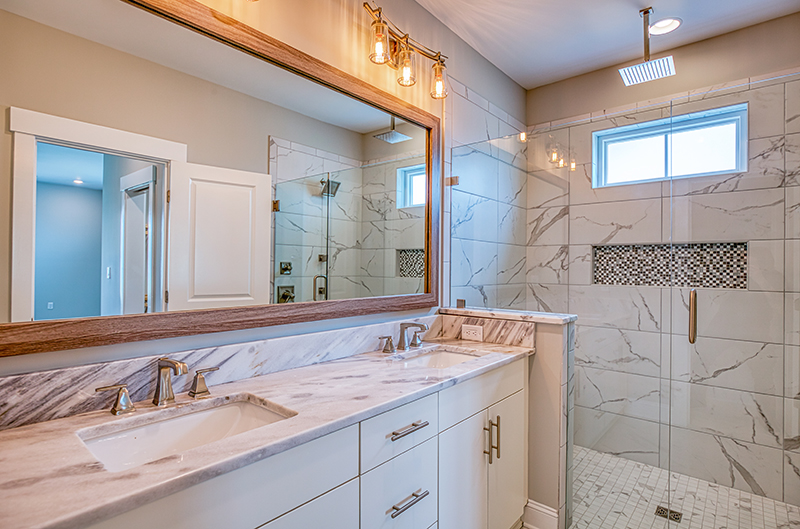 Master bath room tiled shower